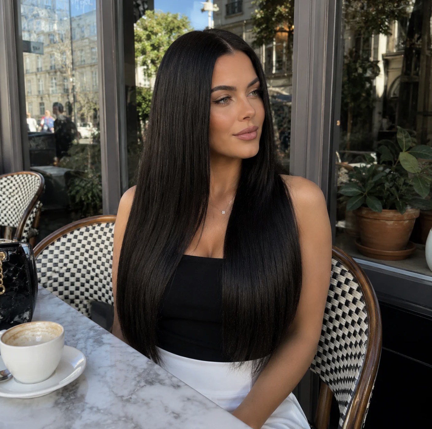 Sleek length — café lifestyle